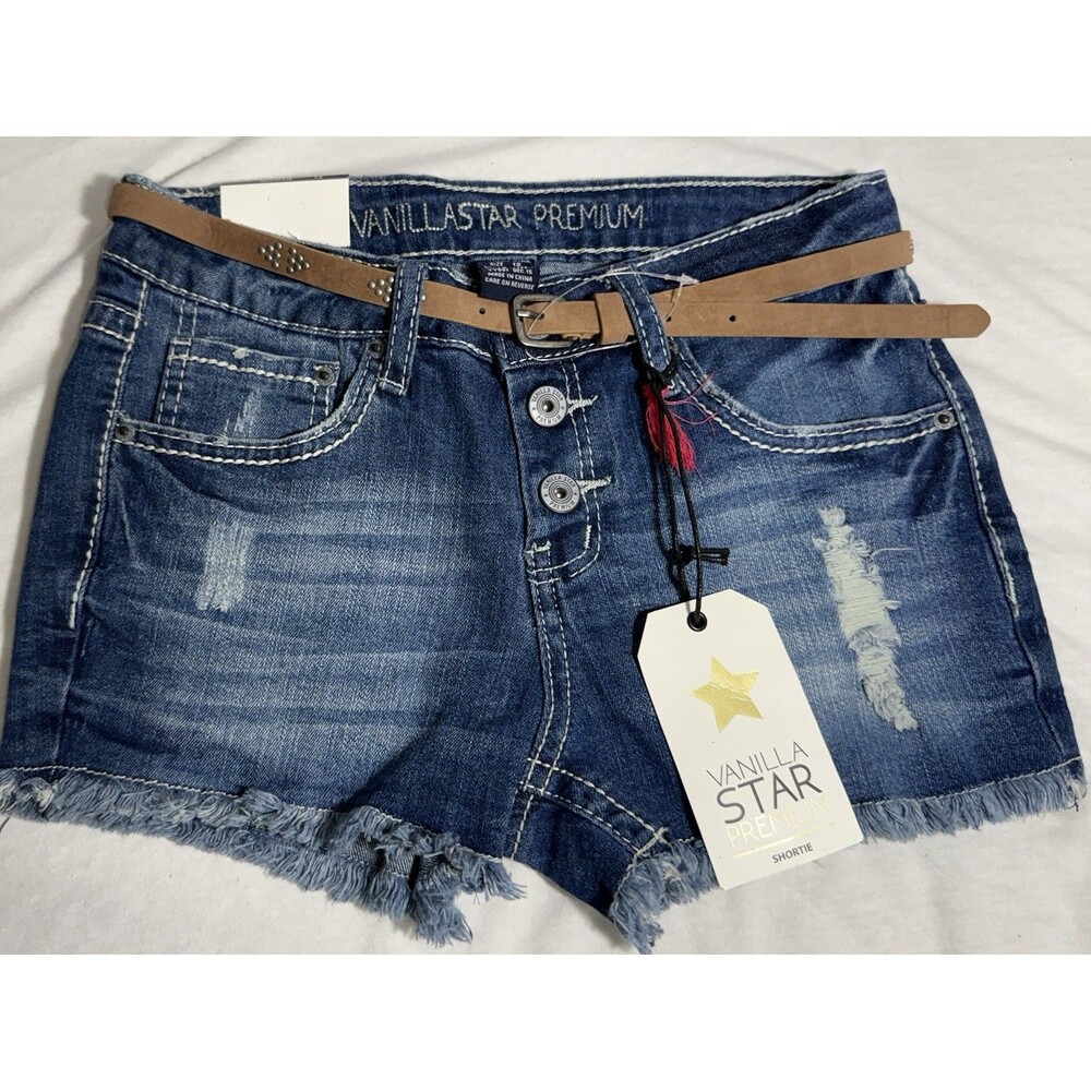 NEW NWT Vanilla Star Shortie Denim Jean Juniors Teen Girls Shorts Size SZ 12